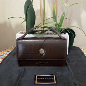 Kurt Geiger Extra Small Bond Croc Embossed Leather Top Handle Bag